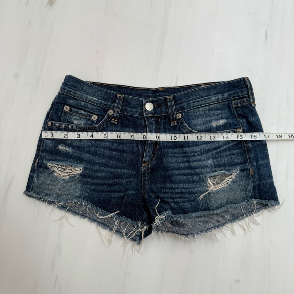 rag & bone Dark Blue Distressed Jean Shorts size 25 - Picture 4 of 5